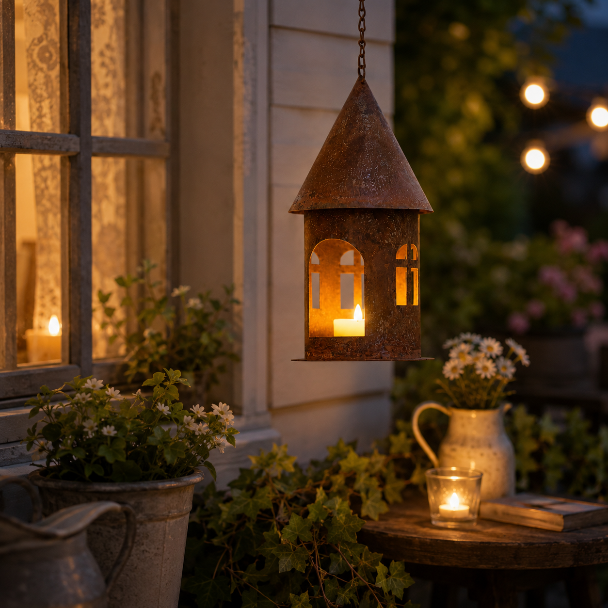 Rustic Metal House Candle Holder