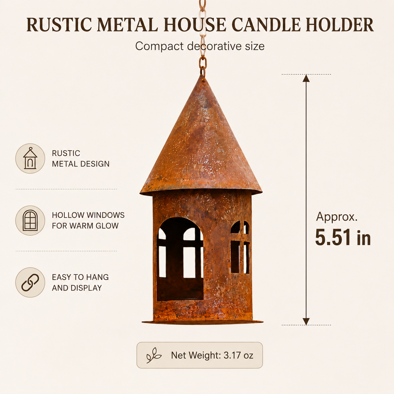 Rustic Metal House Candle Holder