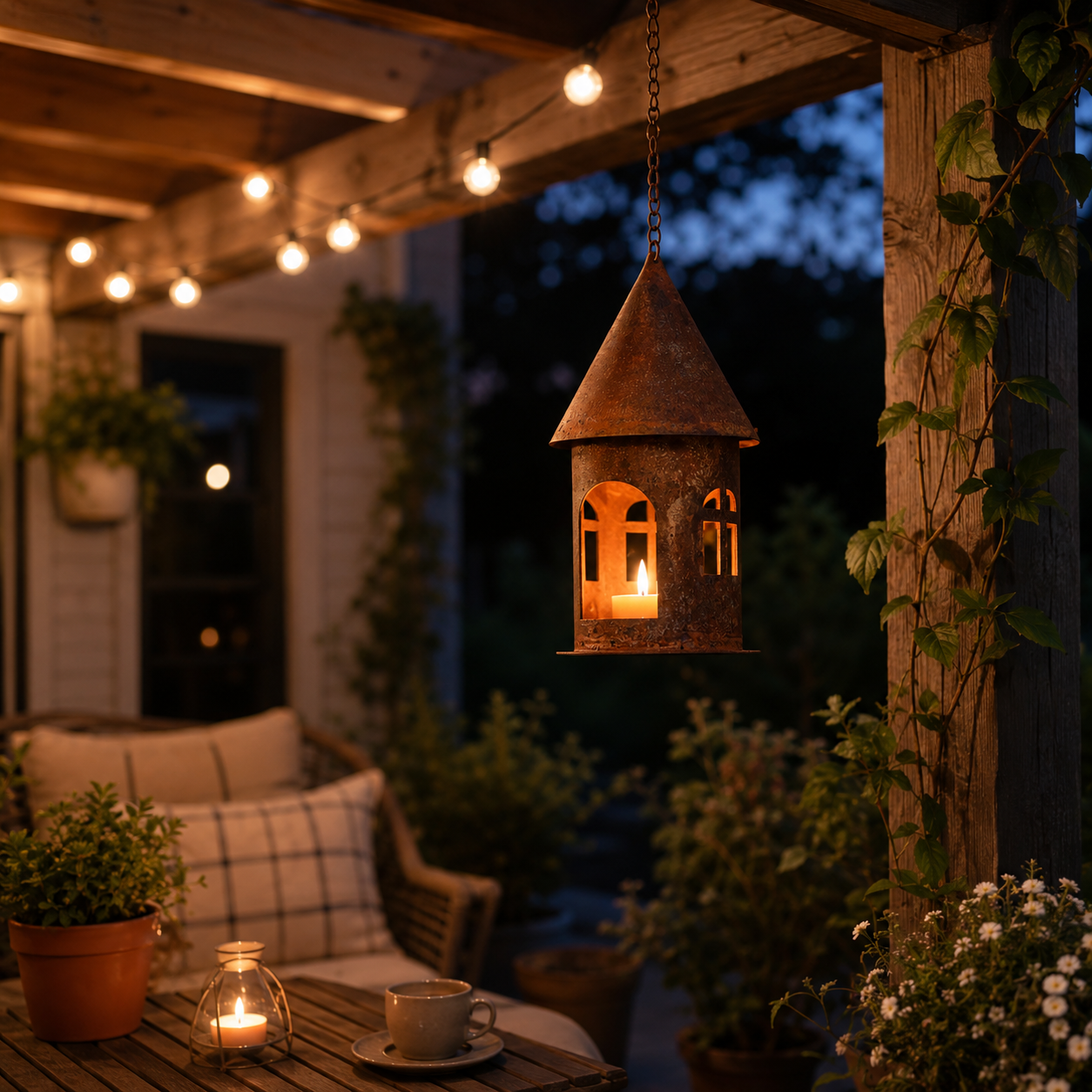 Rustic Metal House Candle Holder