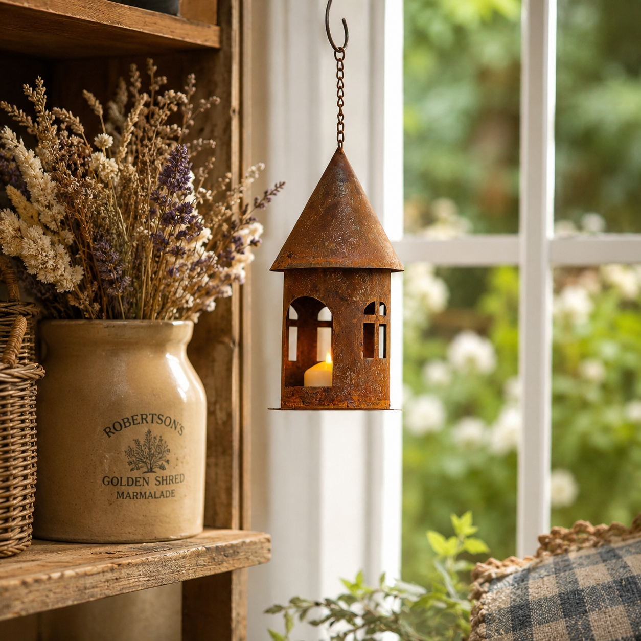 Rustic Metal House Candle Holder