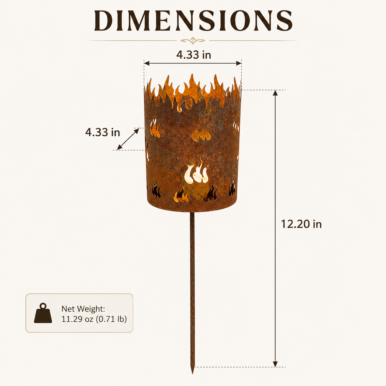 Rustic Metal Garden Torch Stake Candle Holder