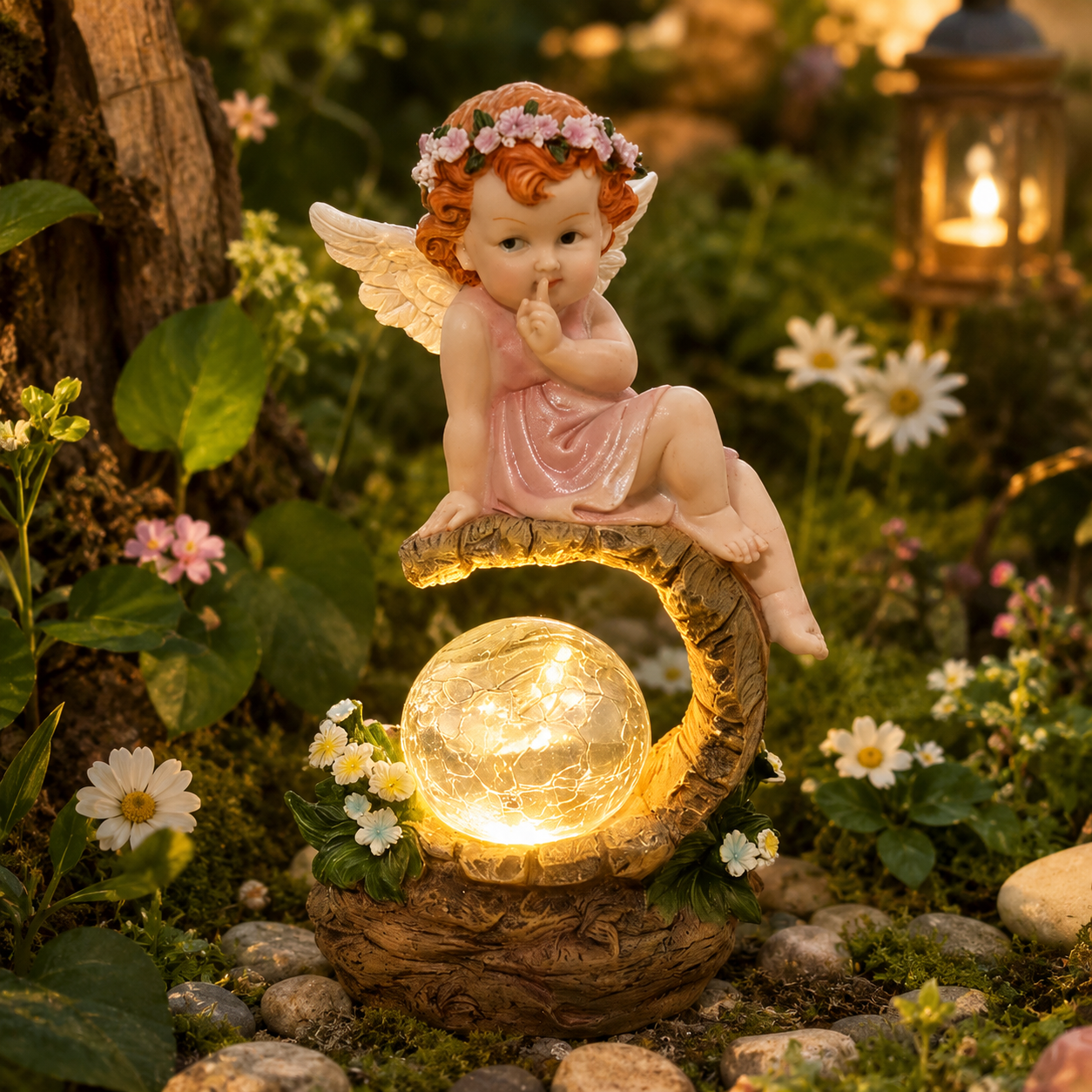 Lighted Angel Garden Statue