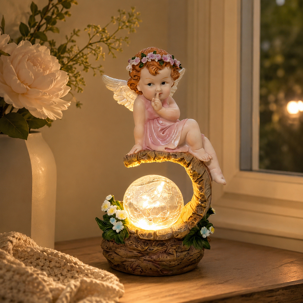 Lighted Angel Garden Statue