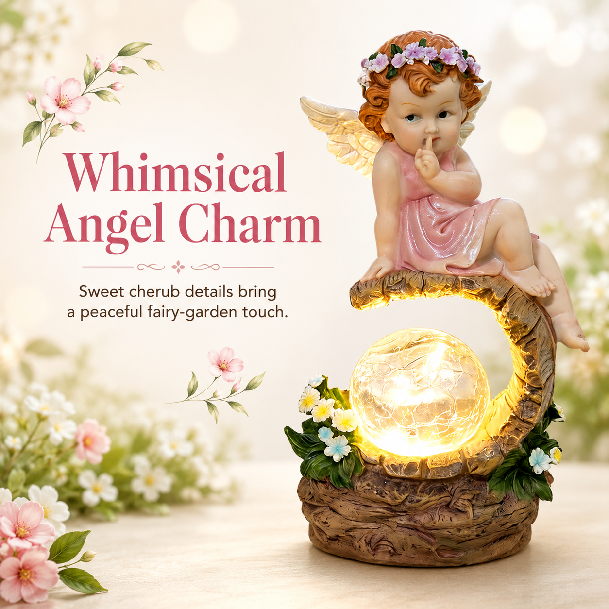 Lighted Angel Garden Statue