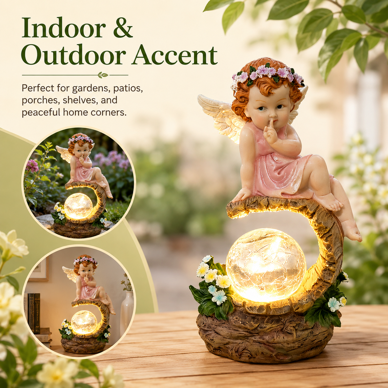 Lighted Angel Garden Statue