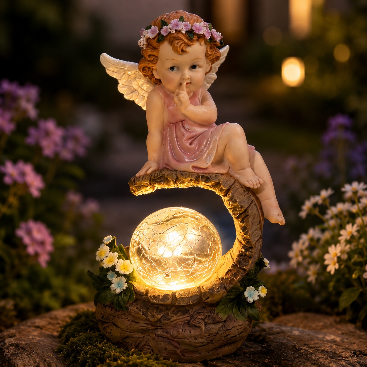 Lighted Angel Garden Statue