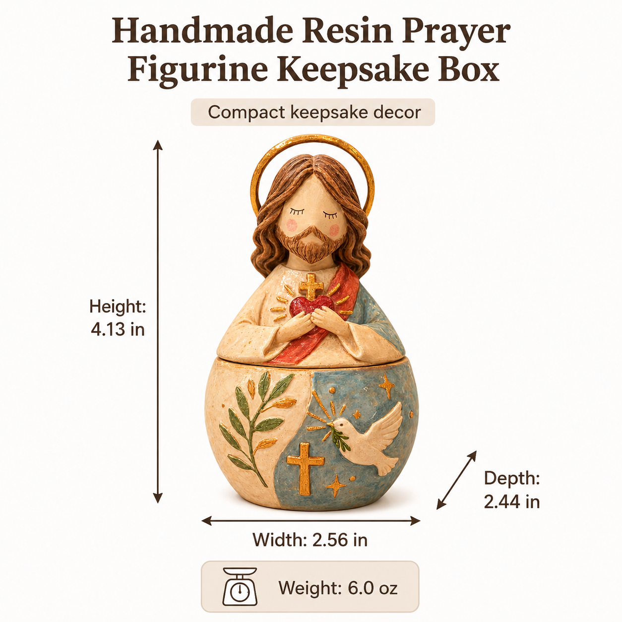 Handmade Resin Prayer Figurine Keepsake Box