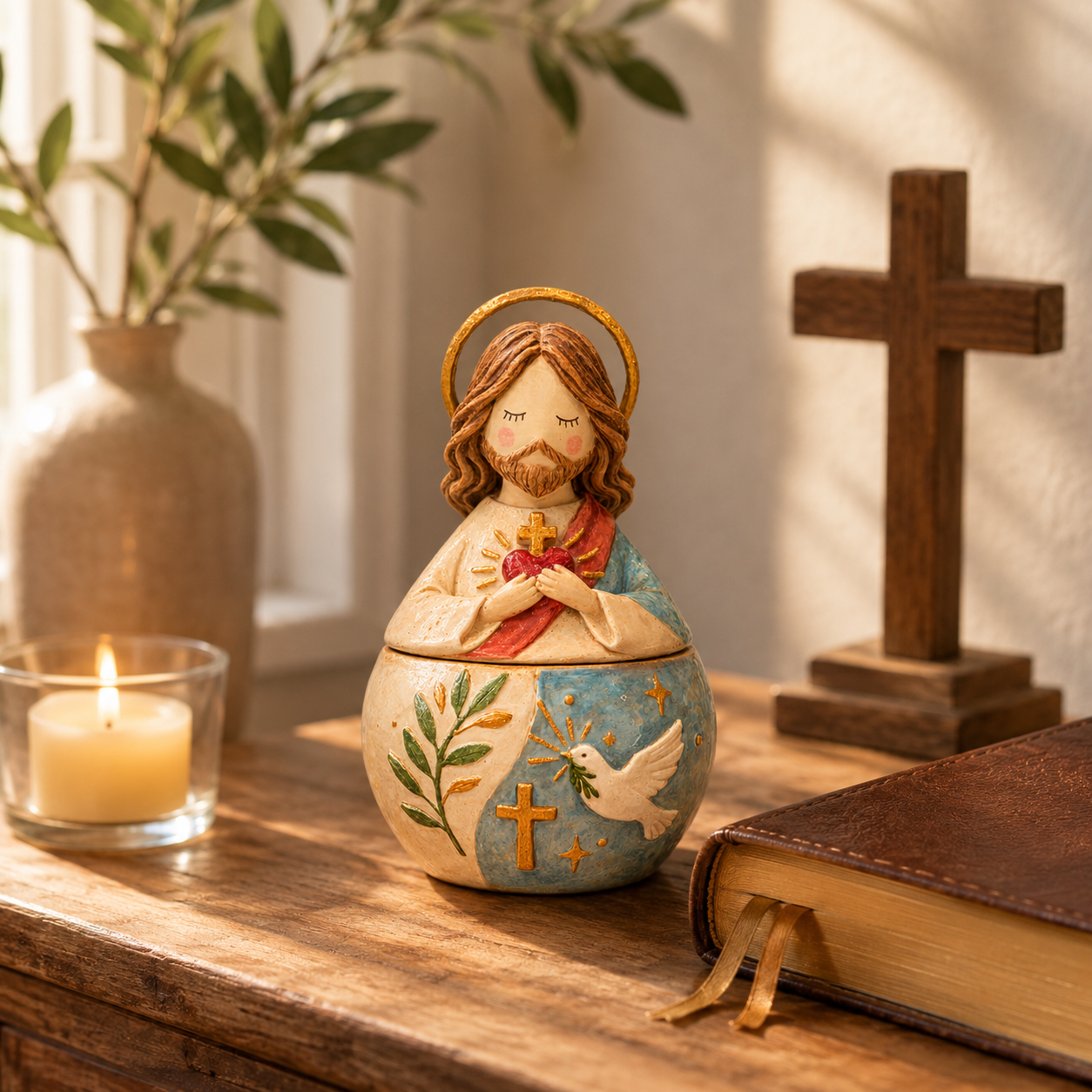 Handmade Resin Prayer Figurine Keepsake Box