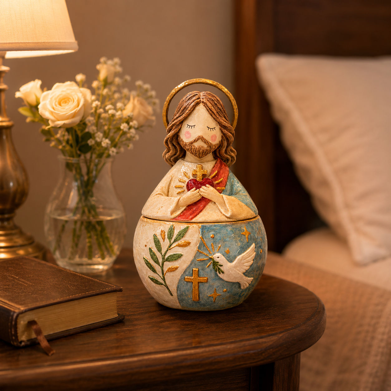 Handmade Resin Prayer Figurine Keepsake Box