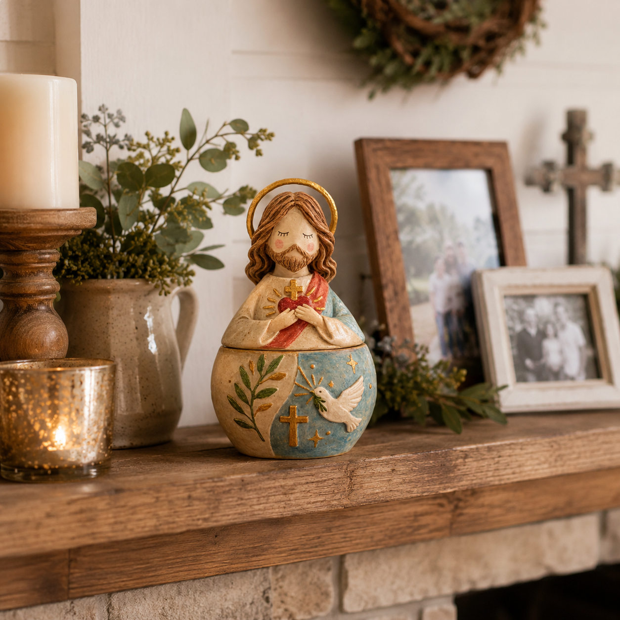 Handmade Resin Prayer Figurine Keepsake Box