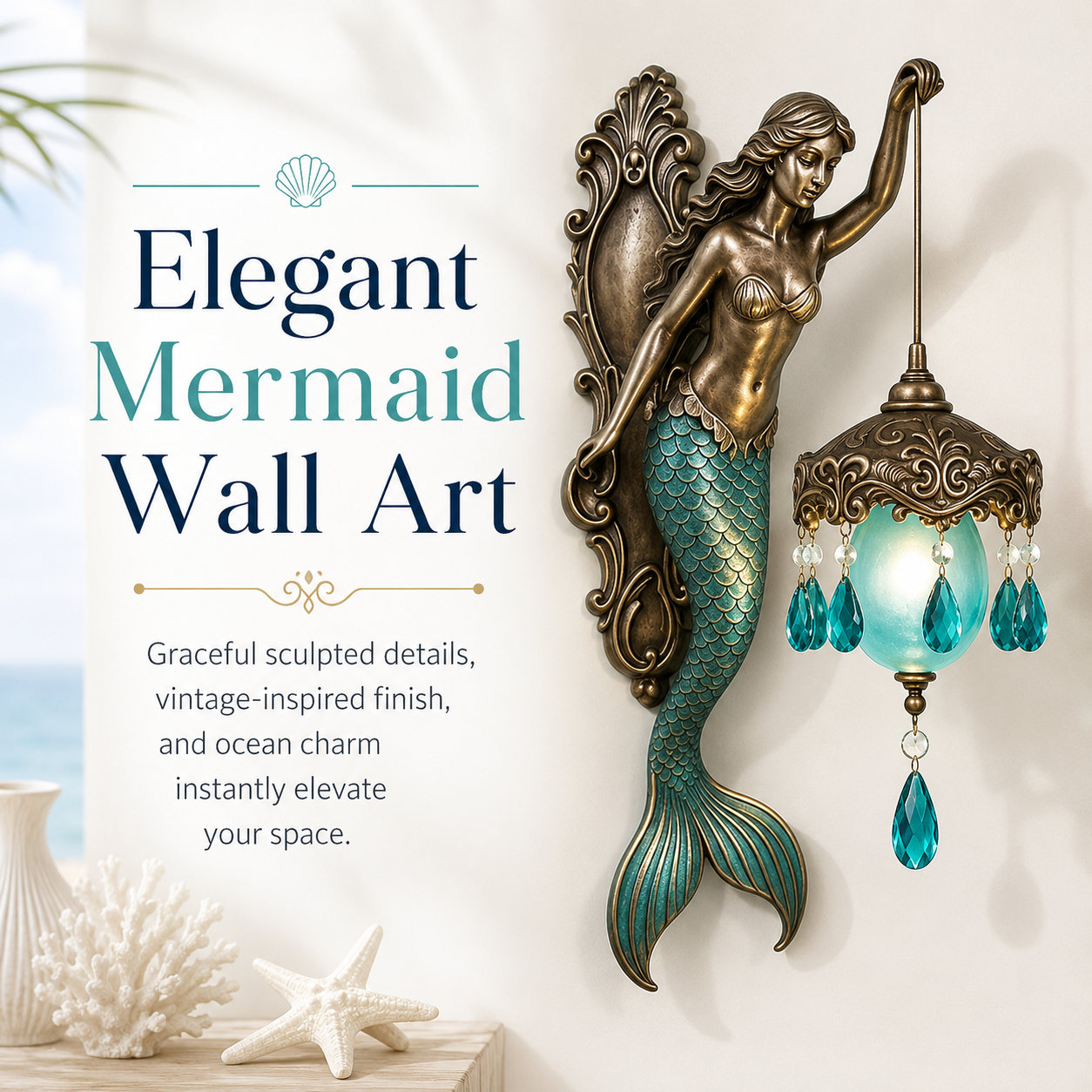 Mermaid Wall Sconce Lantern Decor