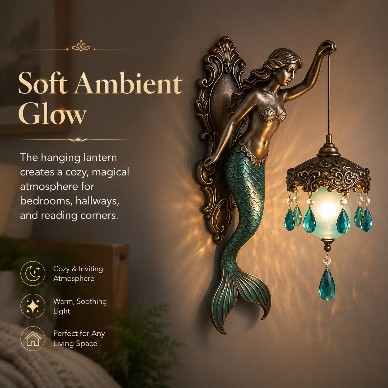 Mermaid Wall Sconce Lantern Decor