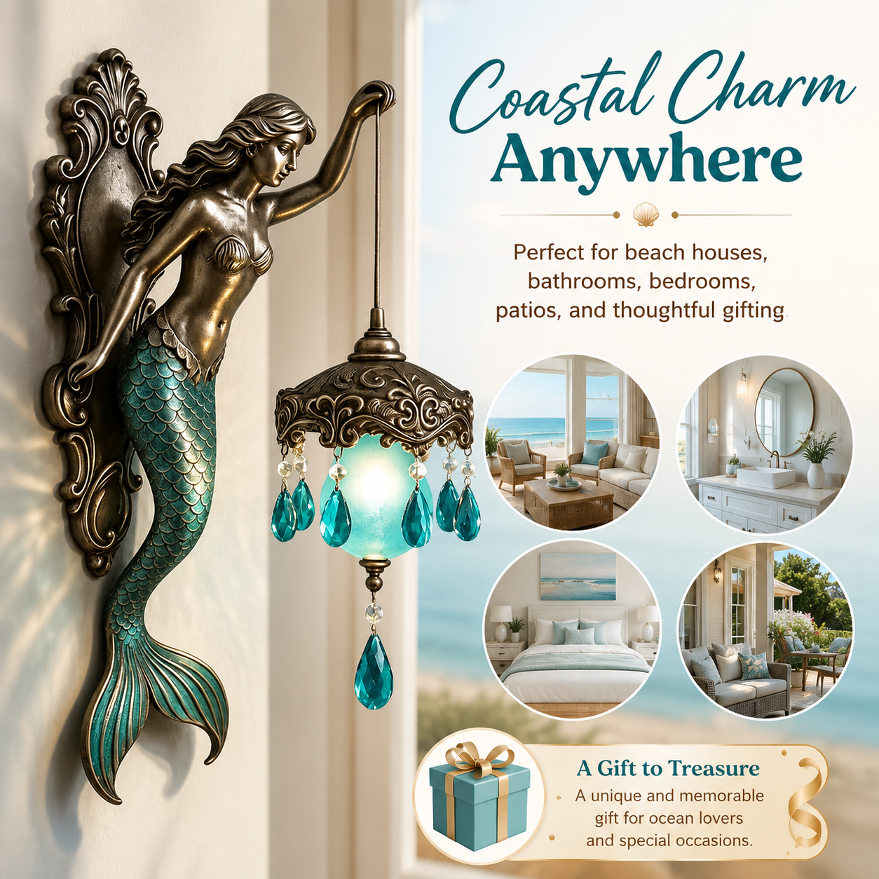 Mermaid Wall Sconce Lantern Decor