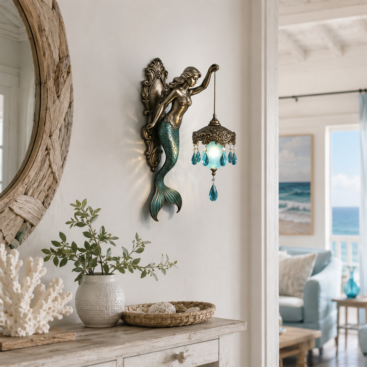 Mermaid Wall Sconce Lantern Decor