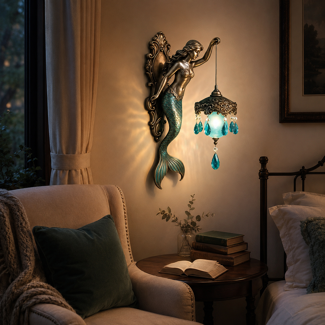Mermaid Wall Sconce Lantern Decor