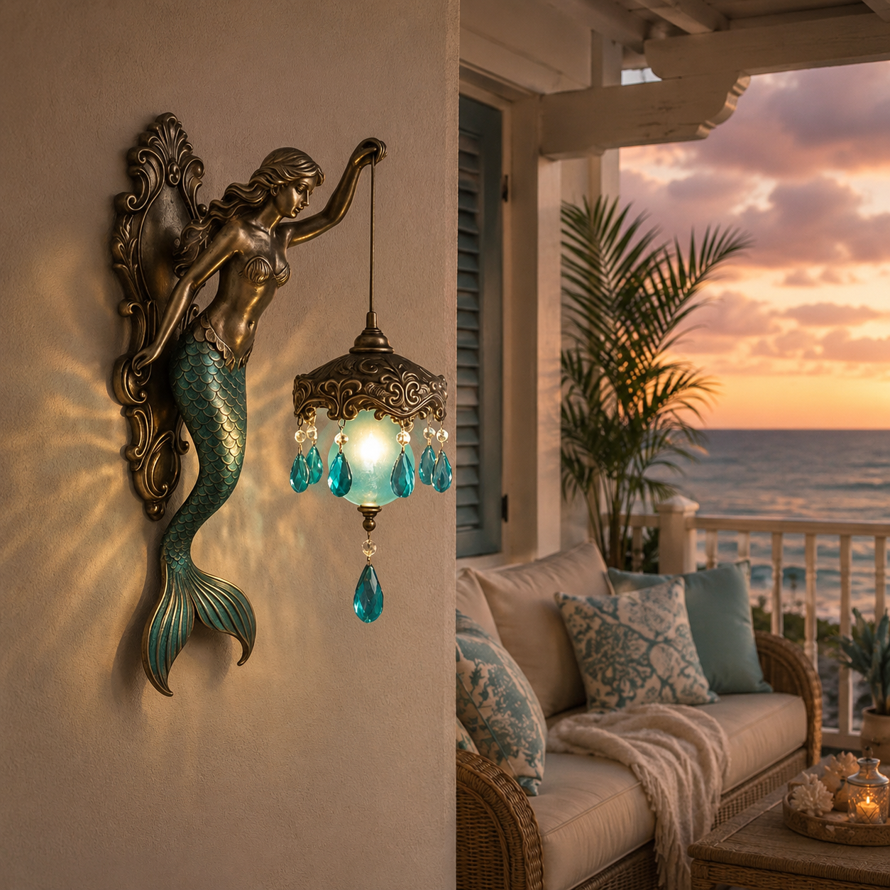 Mermaid Wall Sconce Lantern Decor