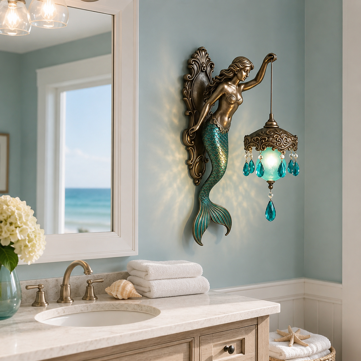 Mermaid Wall Sconce Lantern Decor