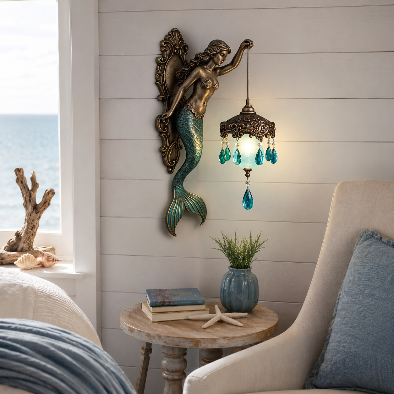 Mermaid Wall Sconce Lantern Decor