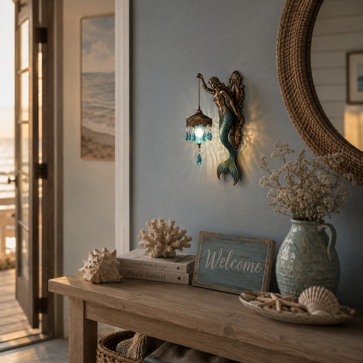 Mermaid Wall Sconce Lantern Decor