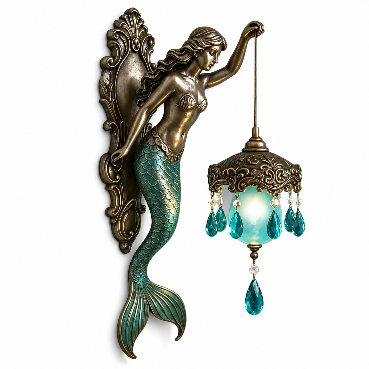 Mermaid Wall Sconce Lantern Decor
