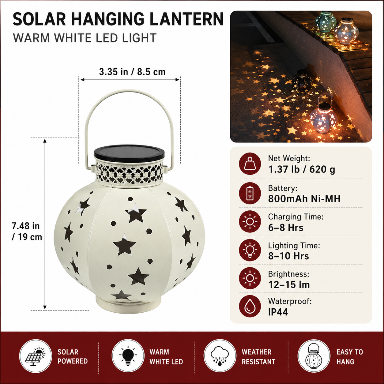 Solar Star Projection Hanging Lantern
