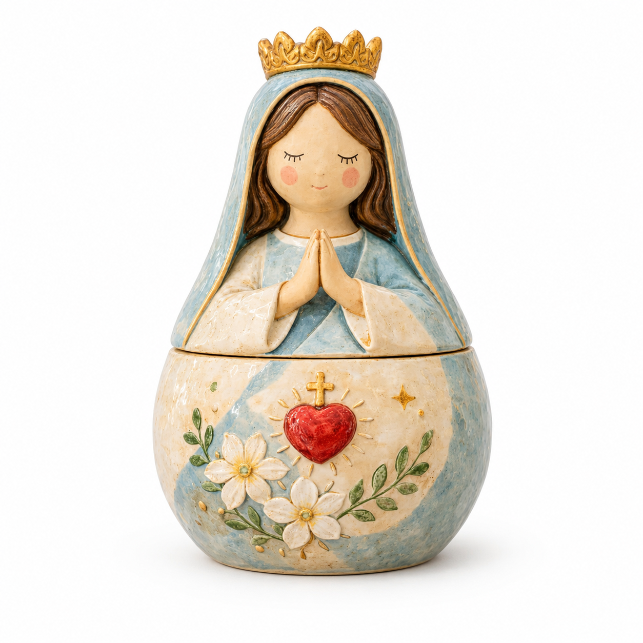 Handmade Resin Prayer Figurine Keepsake Box