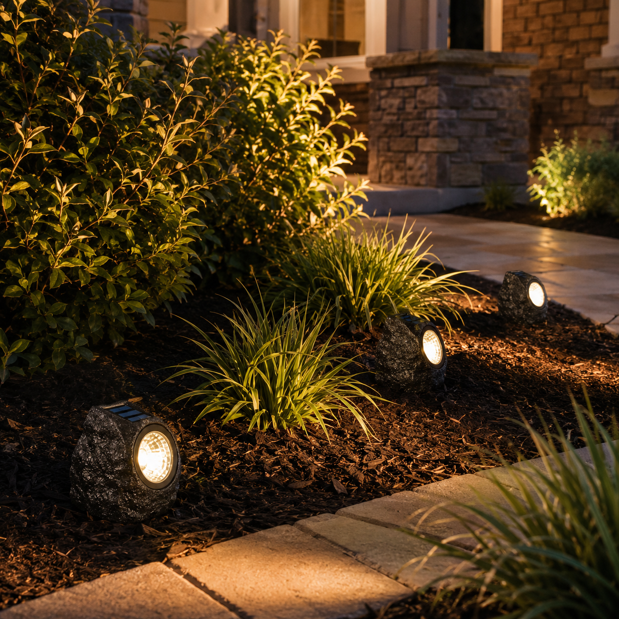 Solar Rock Spotlight Outdoor Garden Light