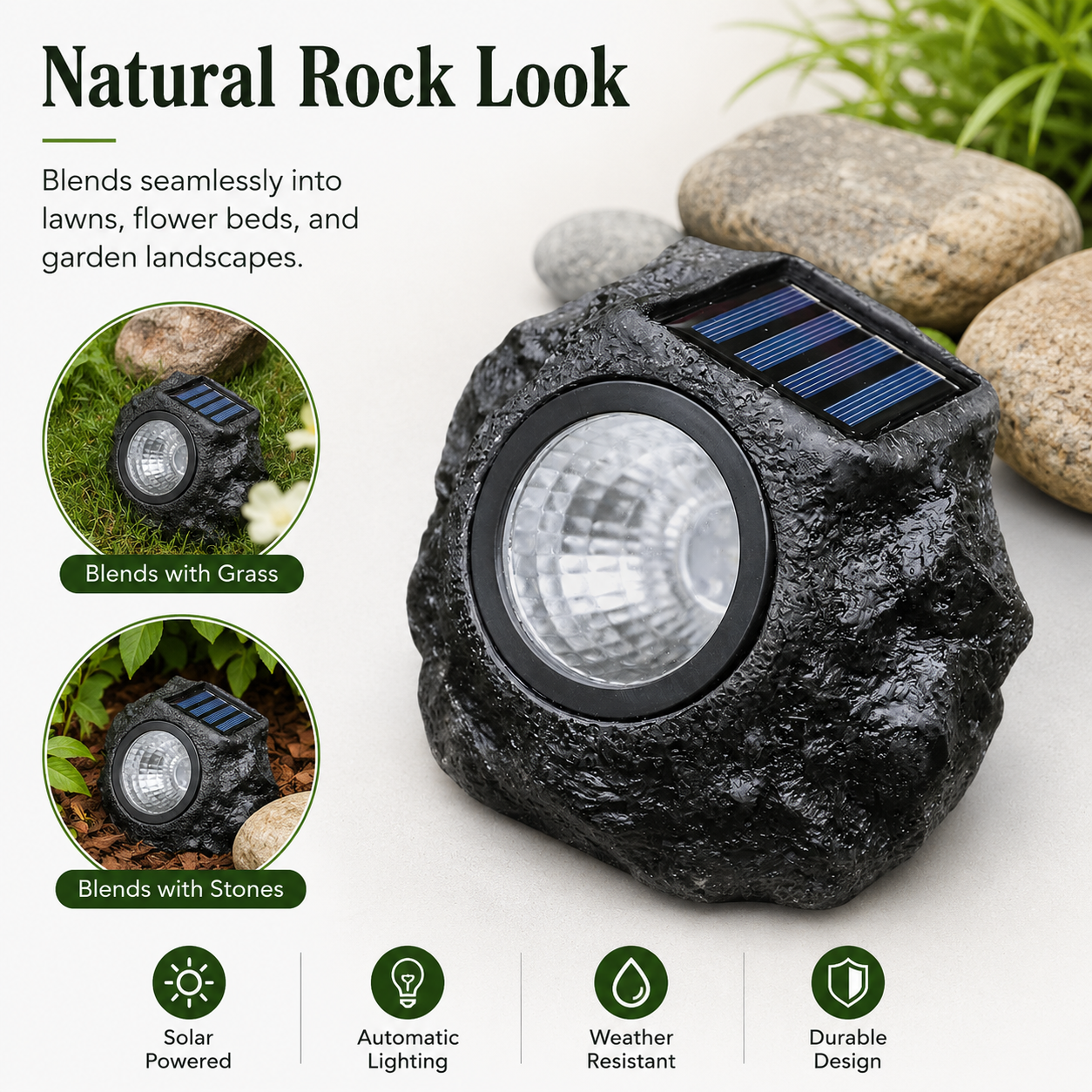 Solar Rock Spotlight Outdoor Garden Light