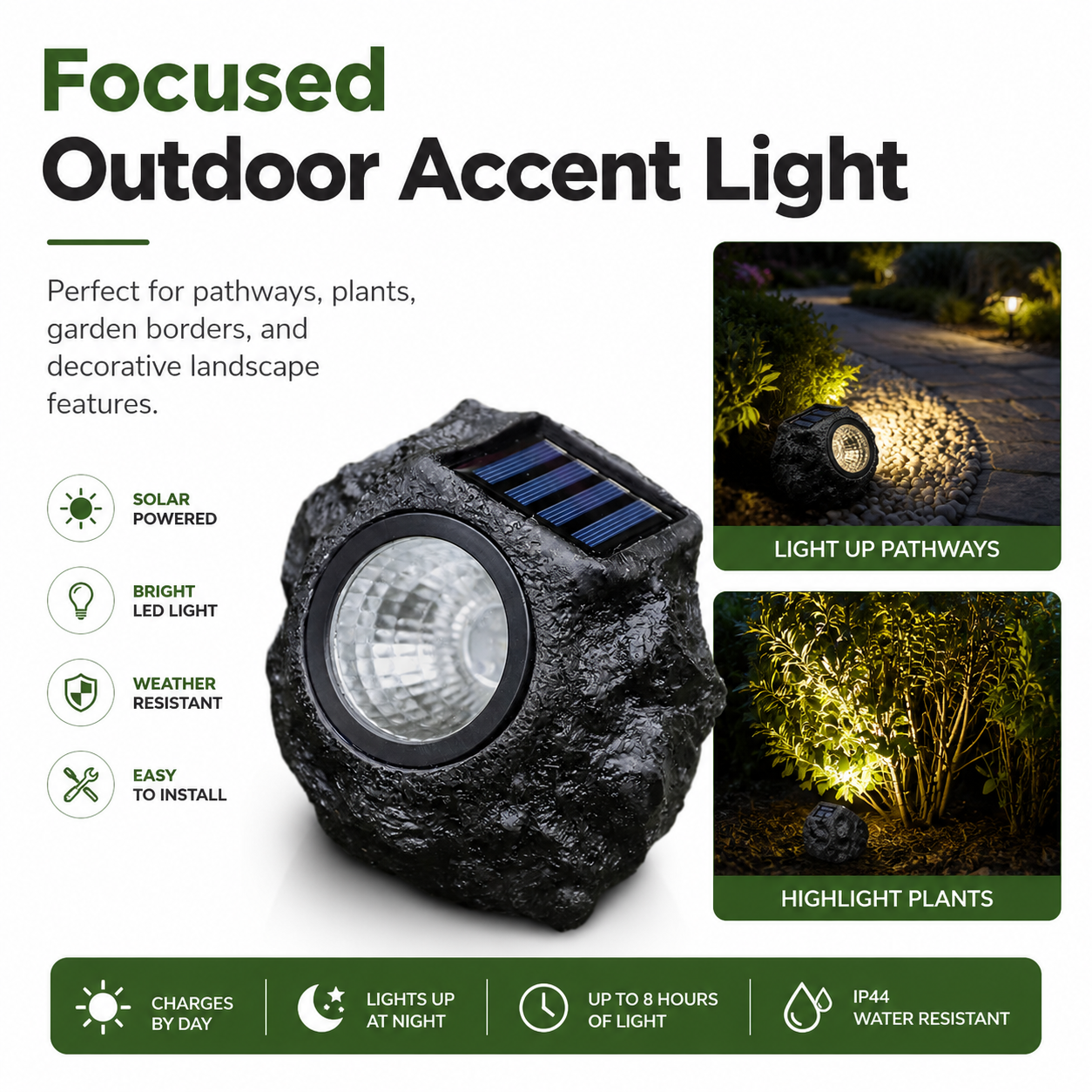 Solar Rock Spotlight Outdoor Garden Light