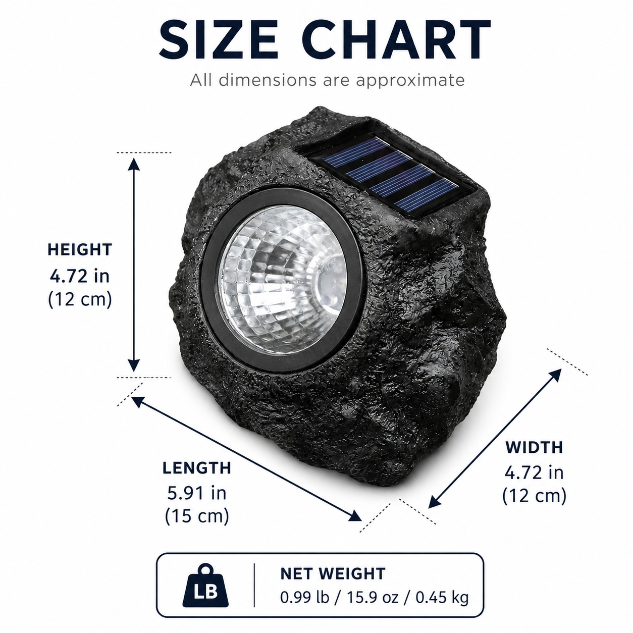 Solar Rock Spotlight Outdoor Garden Light