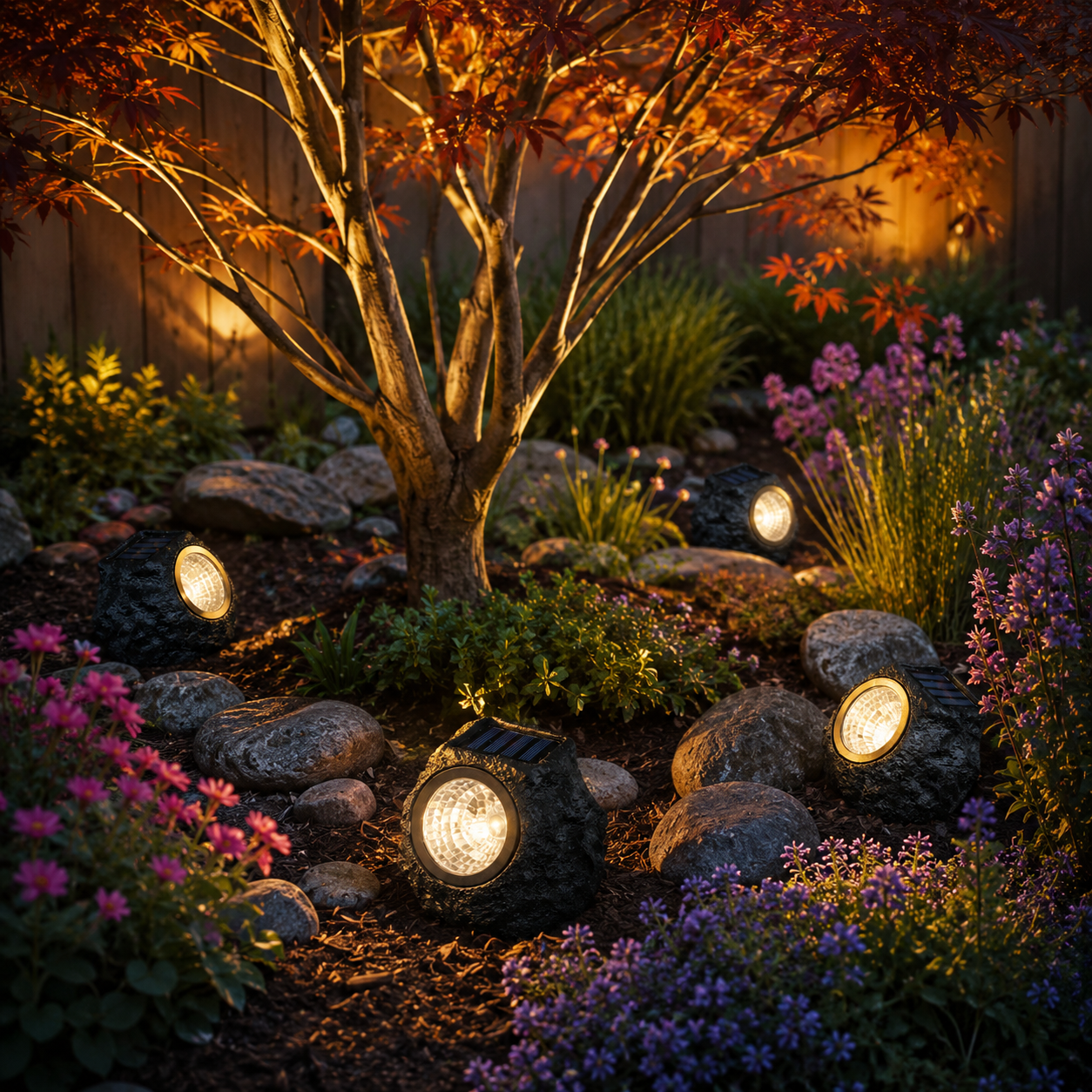 Solar Rock Spotlight Outdoor Garden Light