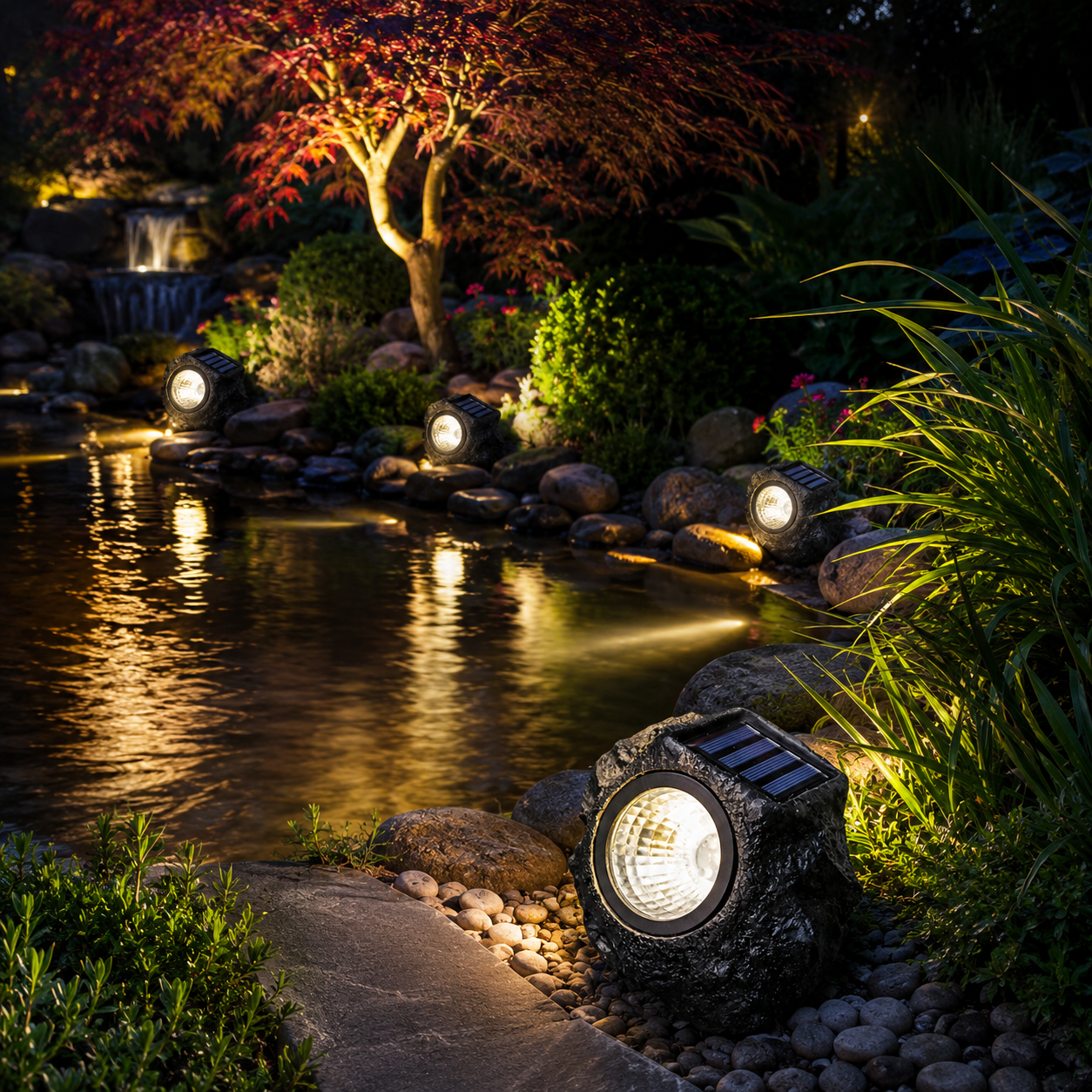 Solar Rock Spotlight Outdoor Garden Light