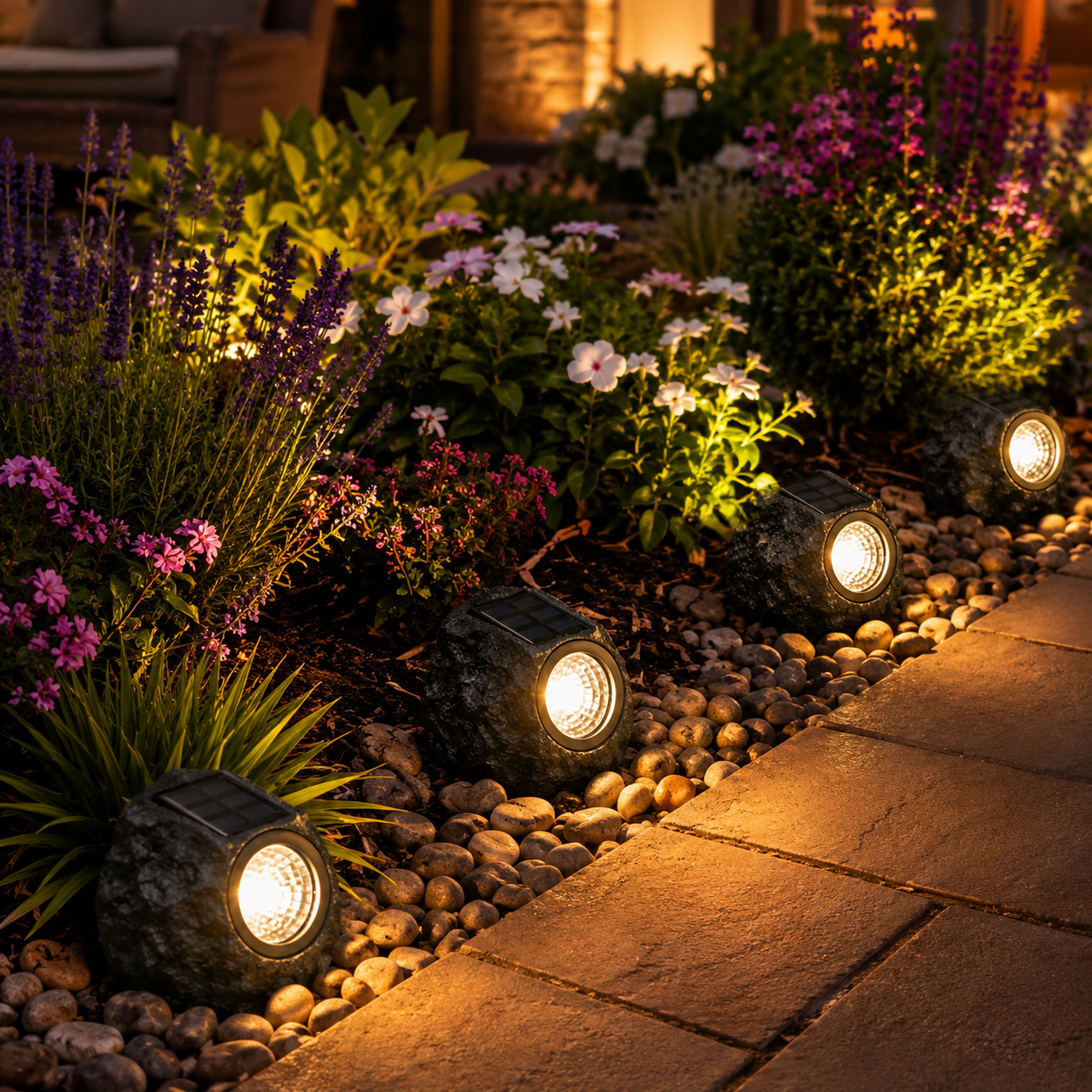 Solar Rock Spotlight Outdoor Garden Light
