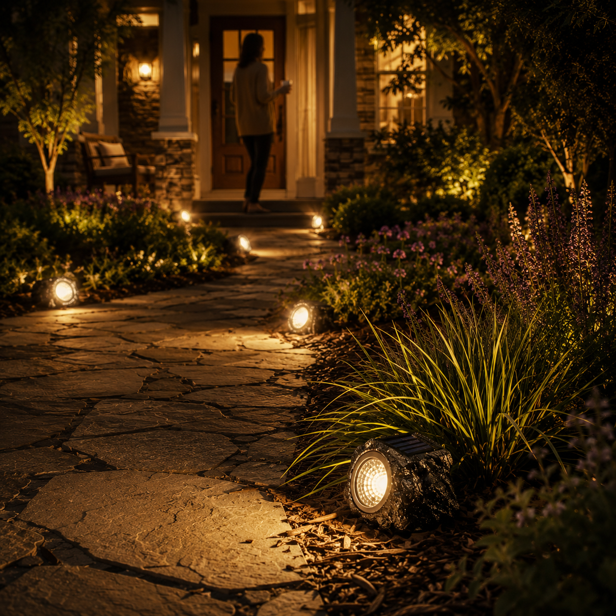Solar Rock Spotlight Outdoor Garden Light