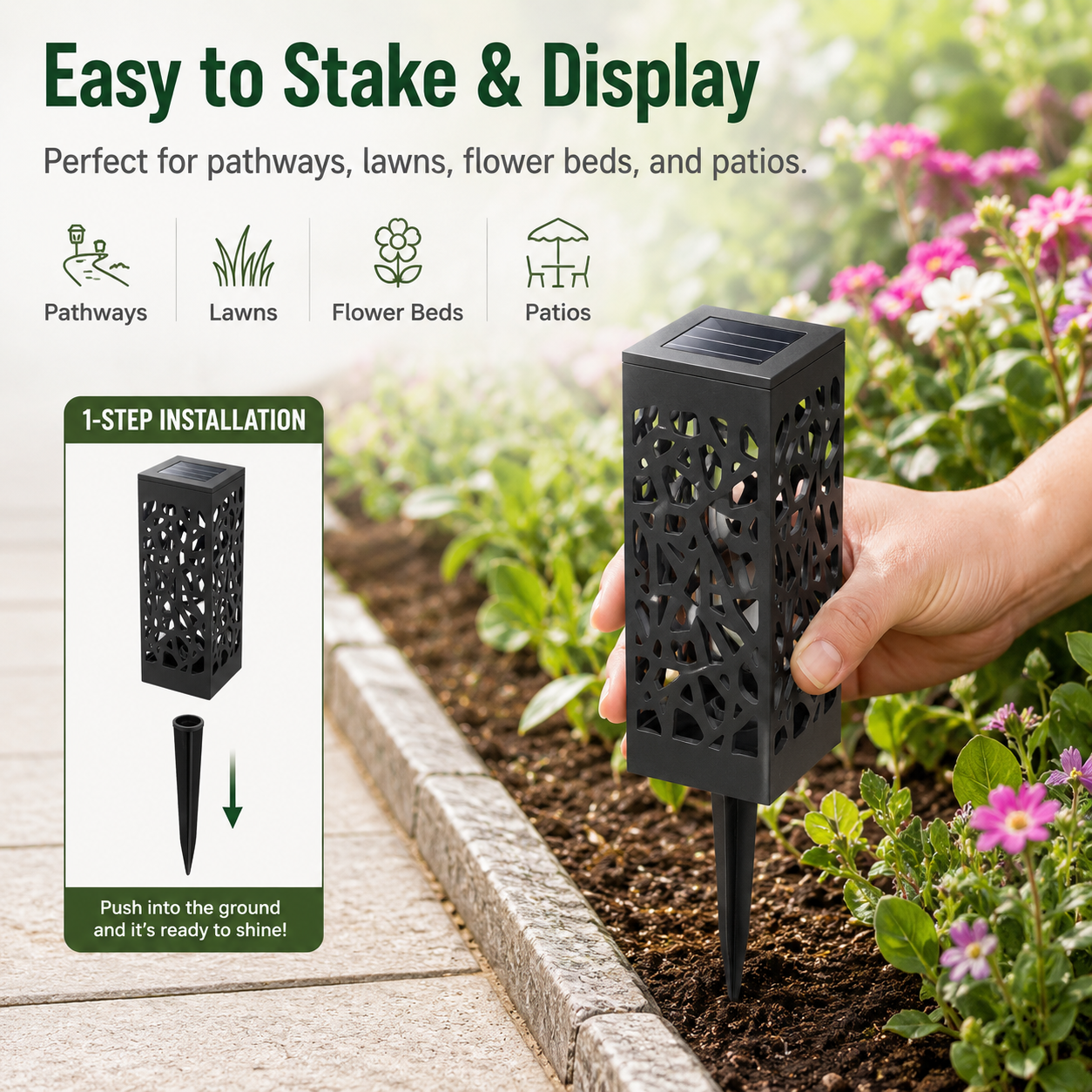 Solar Hollow Pattern Garden Stake Light