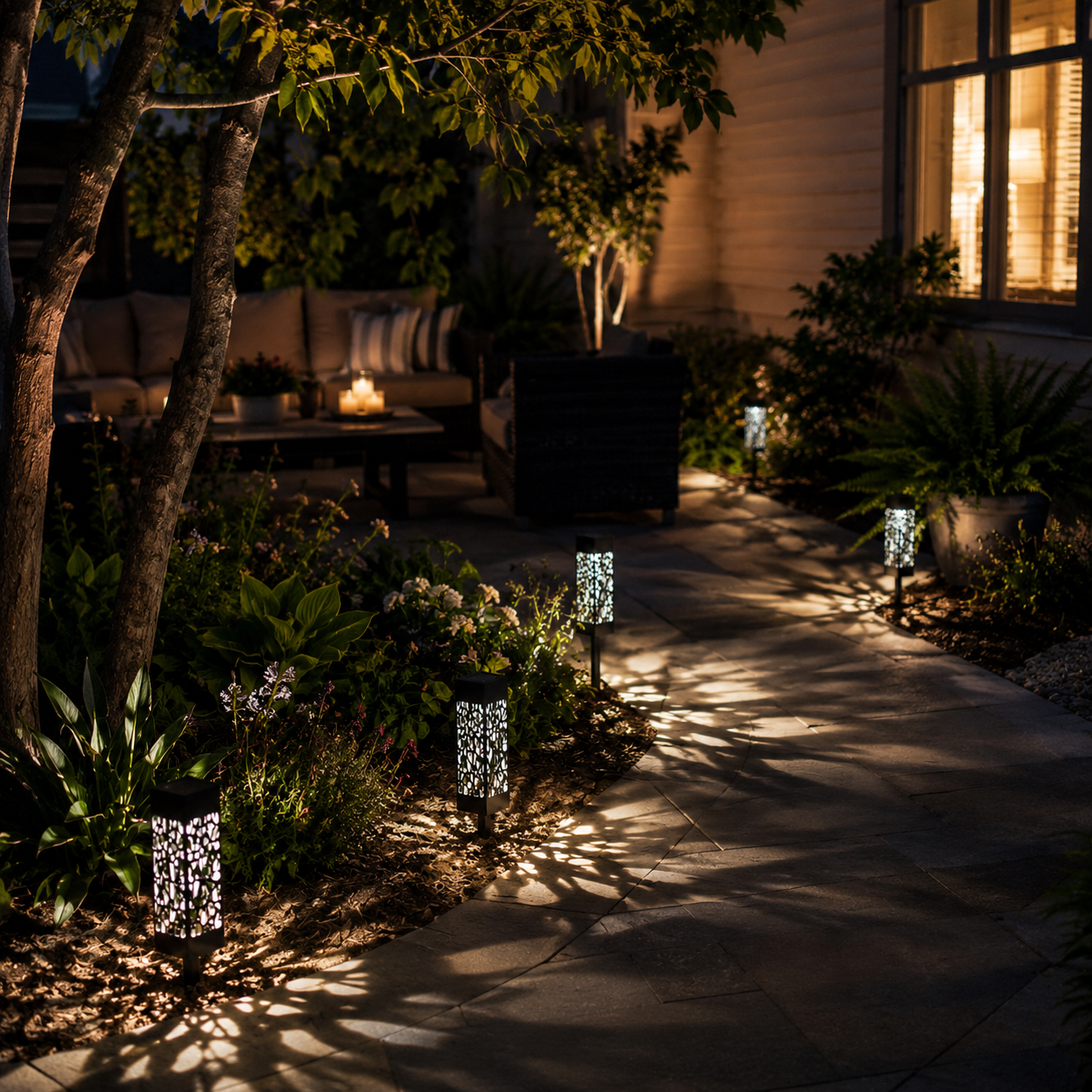 Solar Hollow Pattern Garden Stake Light