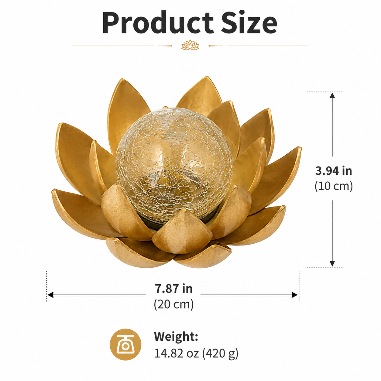 Lighted Lotus Flower Crackle Glass Decor