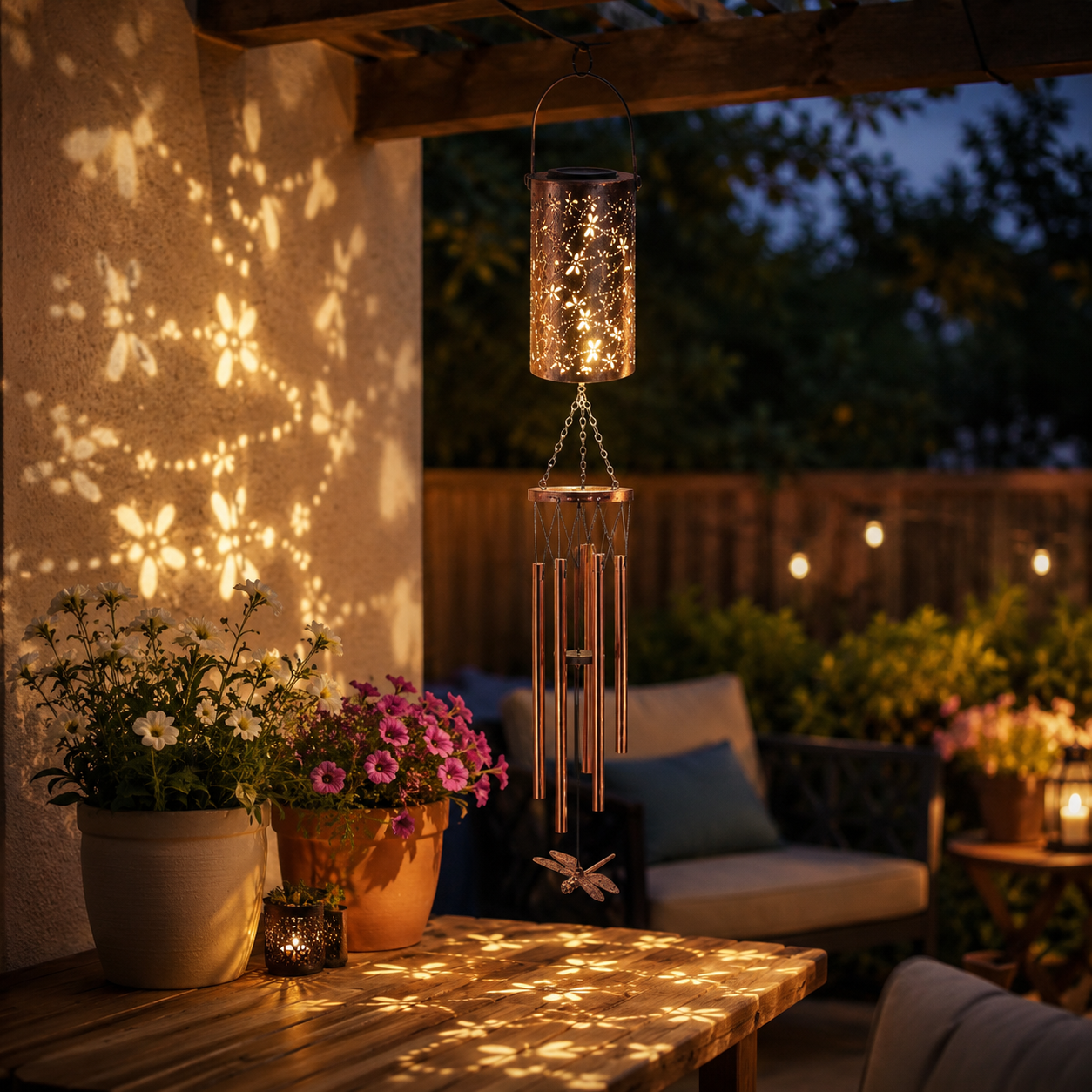 Solar powered European-style hollow-out iron lamp