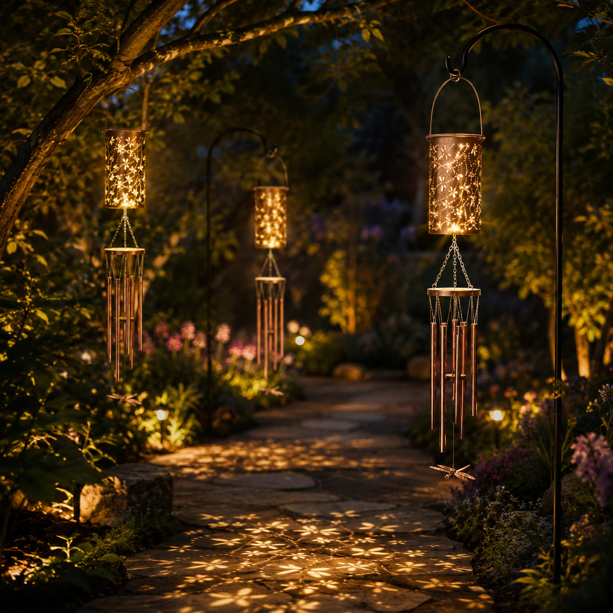 Solar powered European-style hollow-out iron lamp
