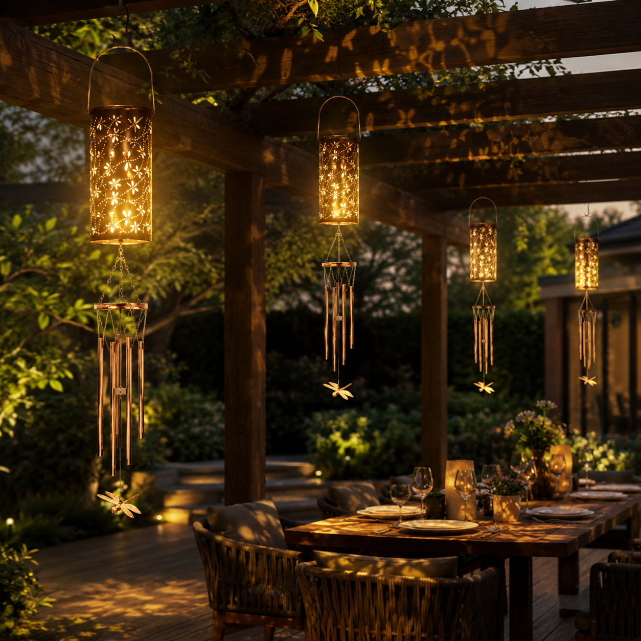 Solar powered European-style hollow-out iron lamp