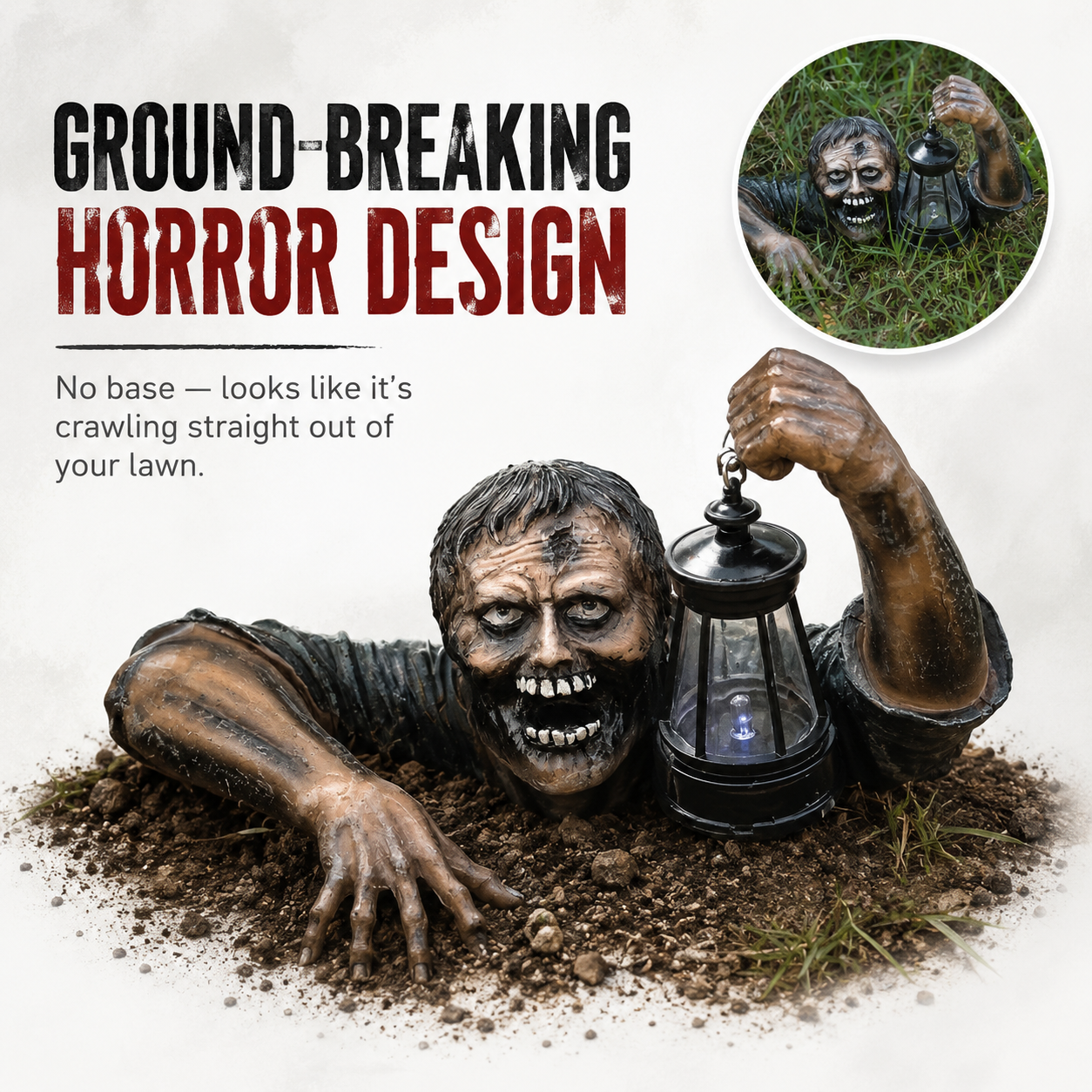 Zombie Garden Statue with Lantern