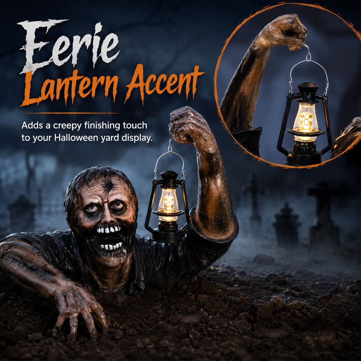 Zombie Garden Statue with Lantern