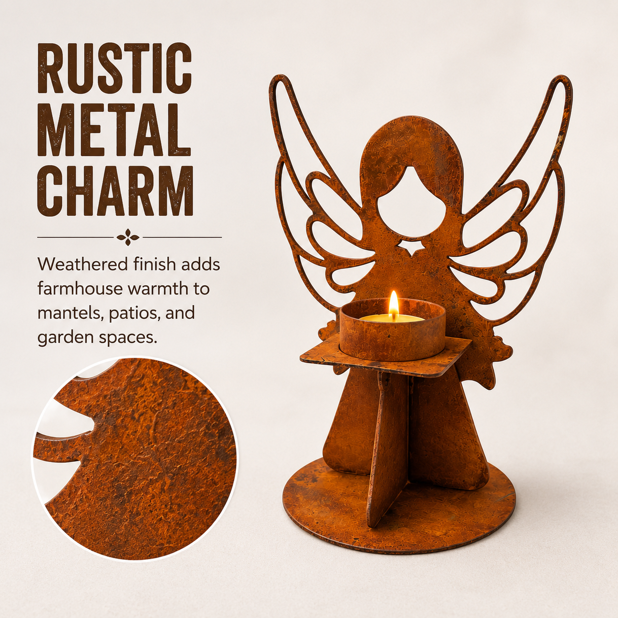 Rustic Angel Tealight Candle Holder