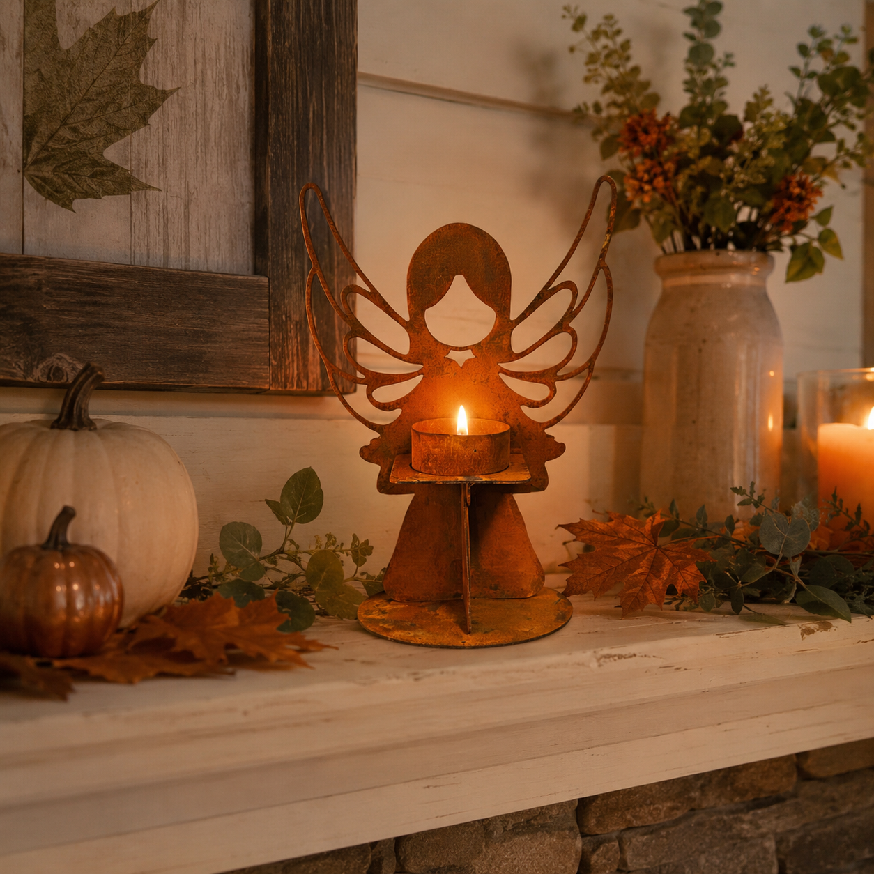 Rustic Angel Tealight Candle Holder