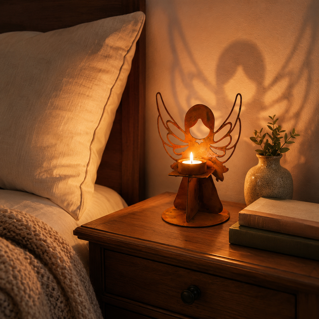 Rustic Angel Tealight Candle Holder