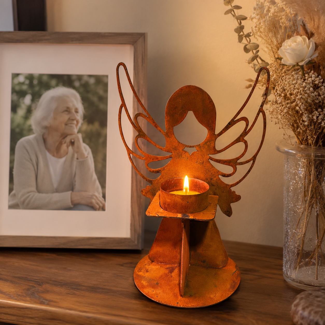 Rustic Angel Tealight Candle Holder