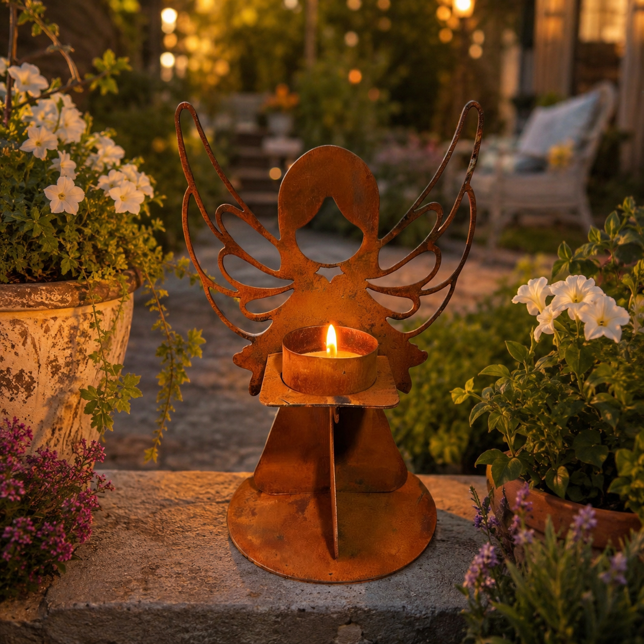 Rustic Angel Tealight Candle Holder
