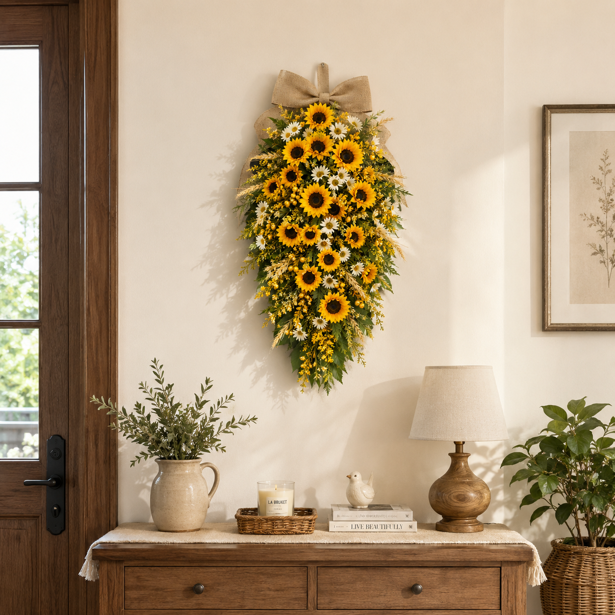  remote-controlled lighted sunflower hanging floral decor. 🌻✨