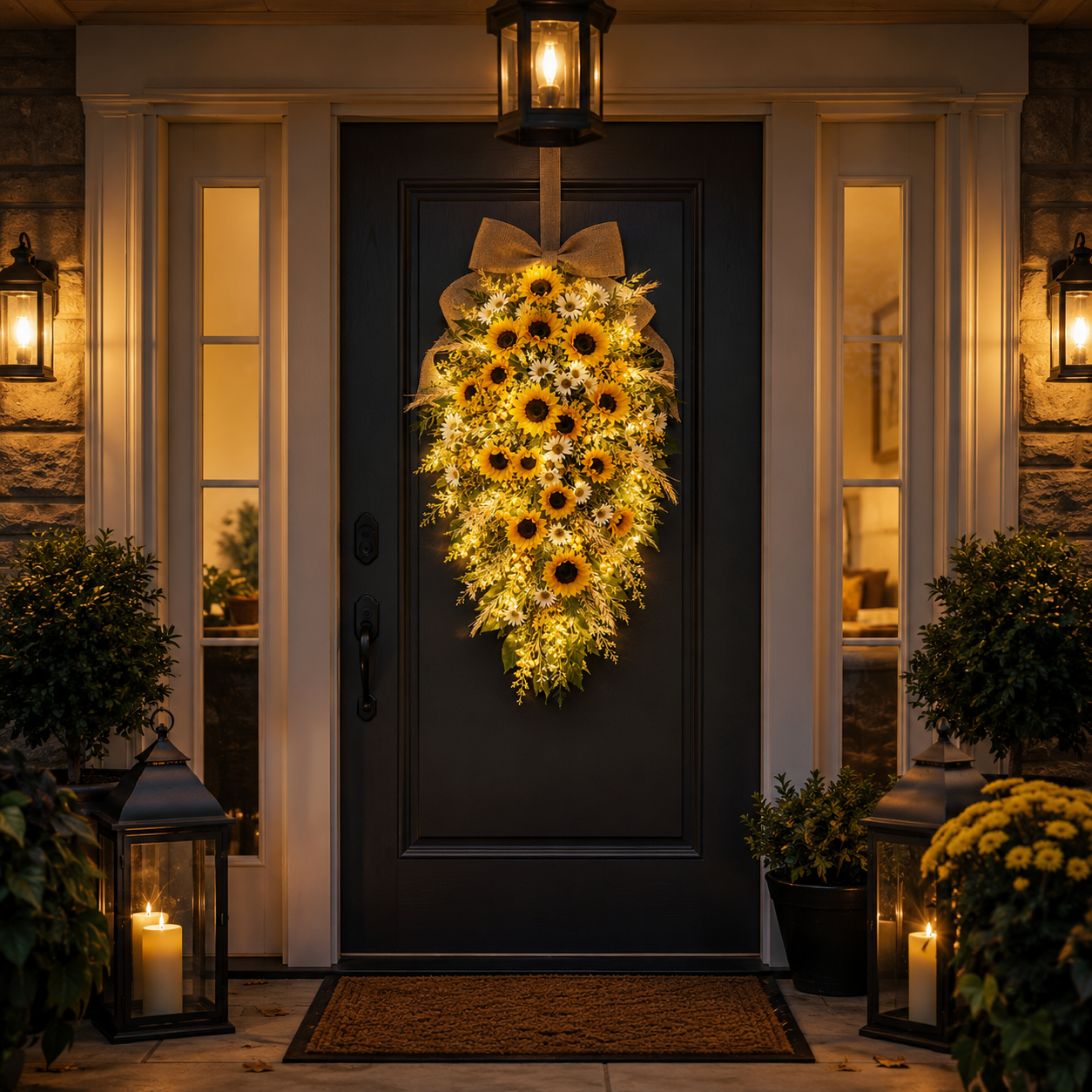  remote-controlled lighted sunflower hanging floral decor. 🌻✨
