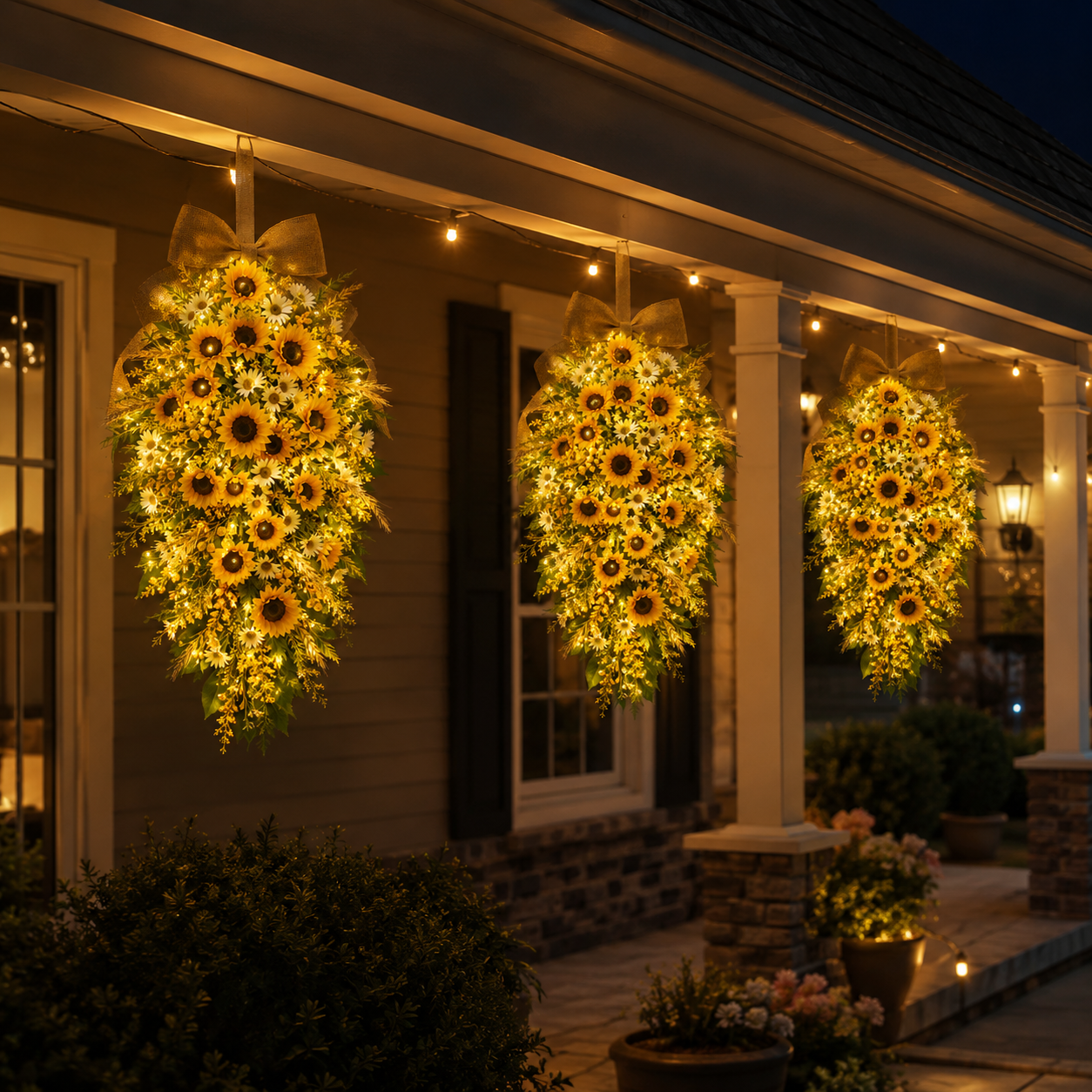  remote-controlled lighted sunflower hanging floral decor. 🌻✨